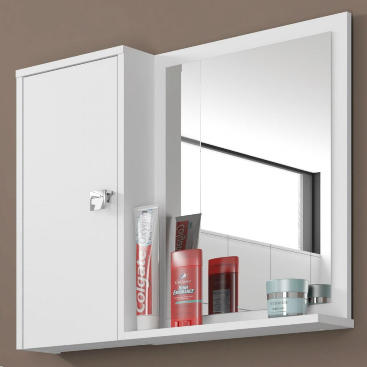 Armário Espelheira 1 Porta Gênova Bechara Branco