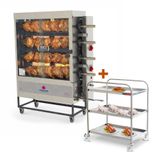 Assador De Frango Gás 4 Espetos Infra Pr-621 Progás + Carrinho Inox Imeca