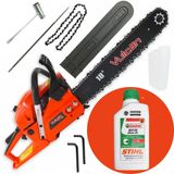 Motosserra Profissional Vulcan Vsl550 2t 55cc 3,00hp 18&quot; Corrente 3/8 X 1,5mm Com Óleo Castrol Sthil 500ml Para Trabalhos Pesados