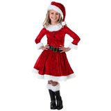 Menina Mrs. Claus Fantasia Vermelho Vestido De Natal E Chapéu - S