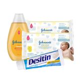 Johnson&#39;s Baby Toalhinhas Rn 192 Unidades + Shampoo + Desitin 113g