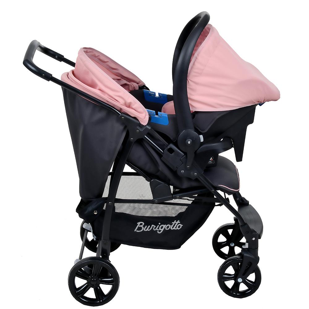 Carrinho De Bebê Travel System Burigotto Ecco Cinza E Rosa + Ninho ...