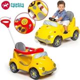 Carrinho Passeio Fusca Fouks Amarelo Menino Pedal Empurrador Brincadeira Criança