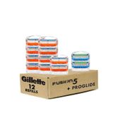 Gillette Fusion5 Recargas De Lâmina De Barbear Masculina, 10 Contagem + Fusion5 Proglide Razor Blade Refils - 2 Contagem | Um Pacote De 12 Recargas