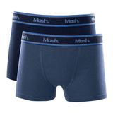 Kit 2 Peças Cueca Boxer Algodão Mash Infantil Elástico Azul Marinho P