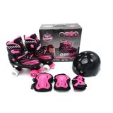 Patins 4 Rodas Com Proteção Preto/rosa 34/37 Unitoys 1513
