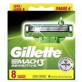 Refil Gillette Mach3 Sensitive Com 08 Cartuchos
