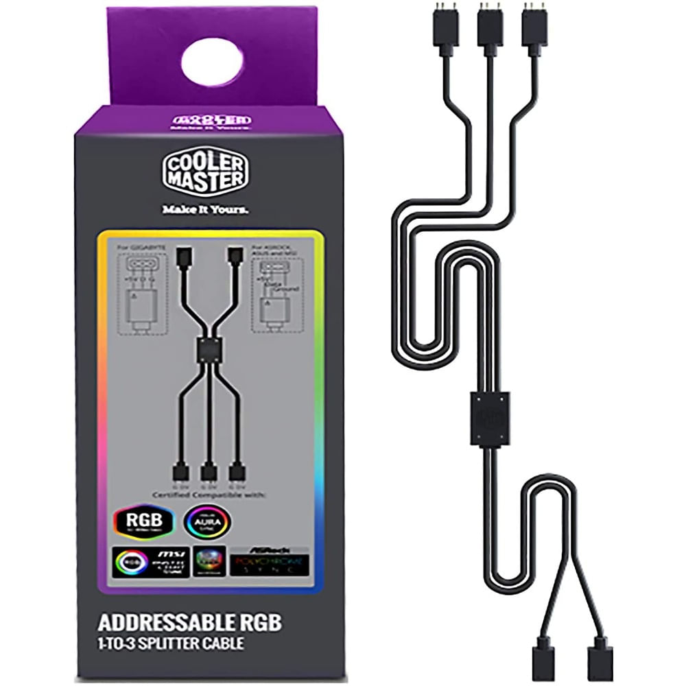 Cabo Divisor Cooler Master 1 Cooler Para 3 Coolers Argb 50cm