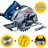 Serra Circular Elétrica Bosch Gks-150 Professional 127v 1500w + Bolsa Para Ferramentas E Guia Paralela