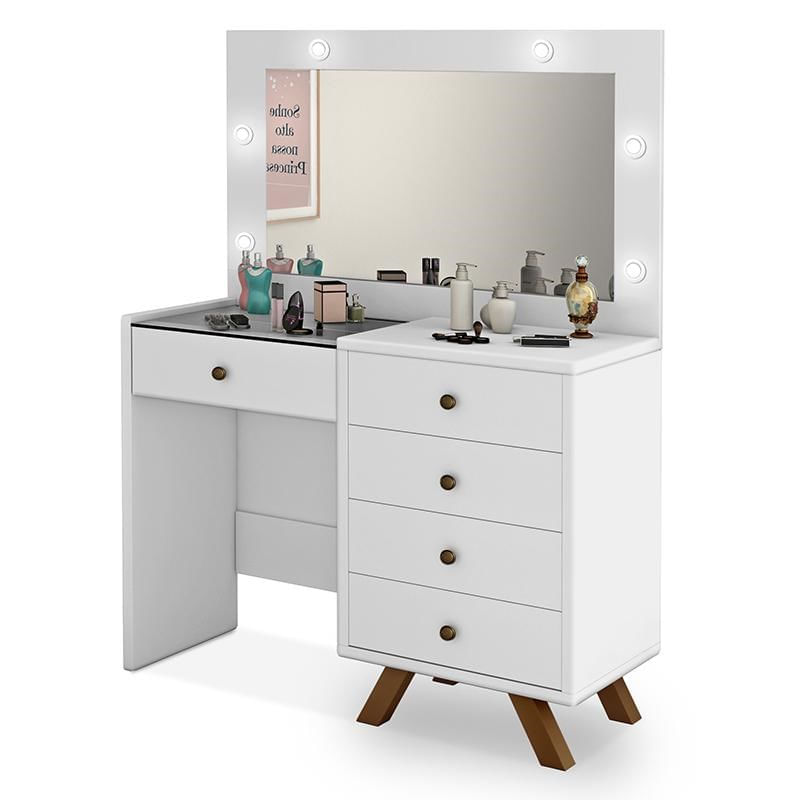 Penteadeira Camarim Luna Branco Sem Banqueta - Móveis Luapa