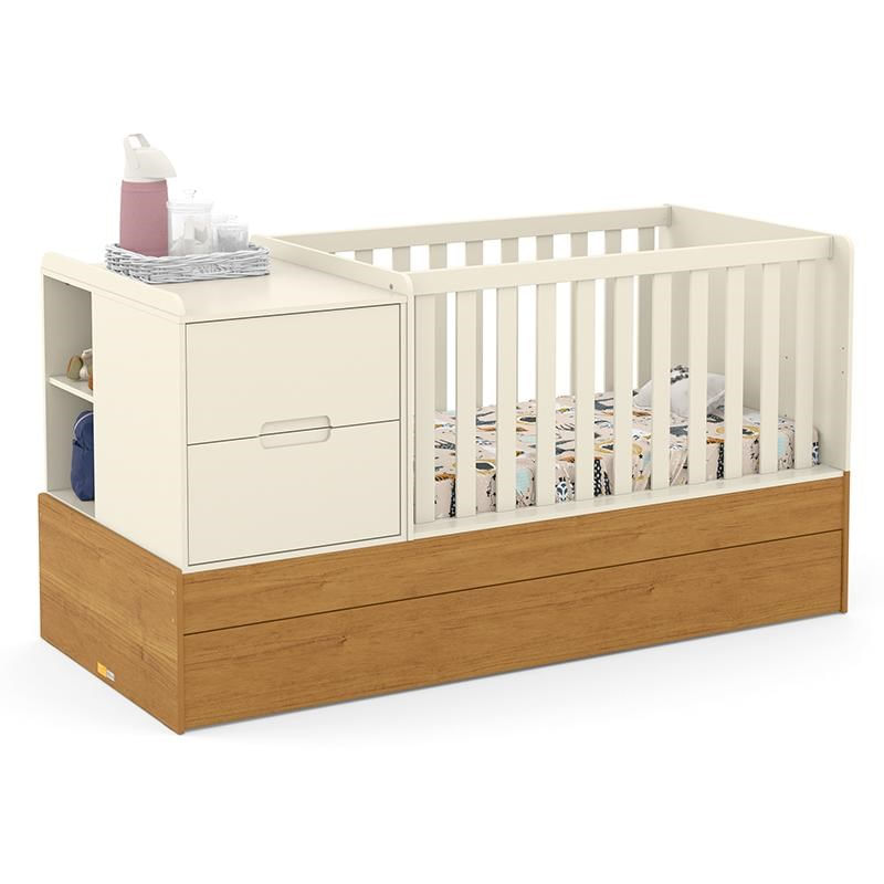 Berço Multifuncional Formare Com Cama Auxiliar Off White/freijó - Matic Móveis