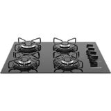 Fogão De Mesa Cooktop  4 Bocas Vidro Preto À Gás Fg4004avp