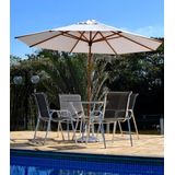 Jogo De Mesa Sling 4 Cadeiras De Aluminio Piscina+ Ombrelone