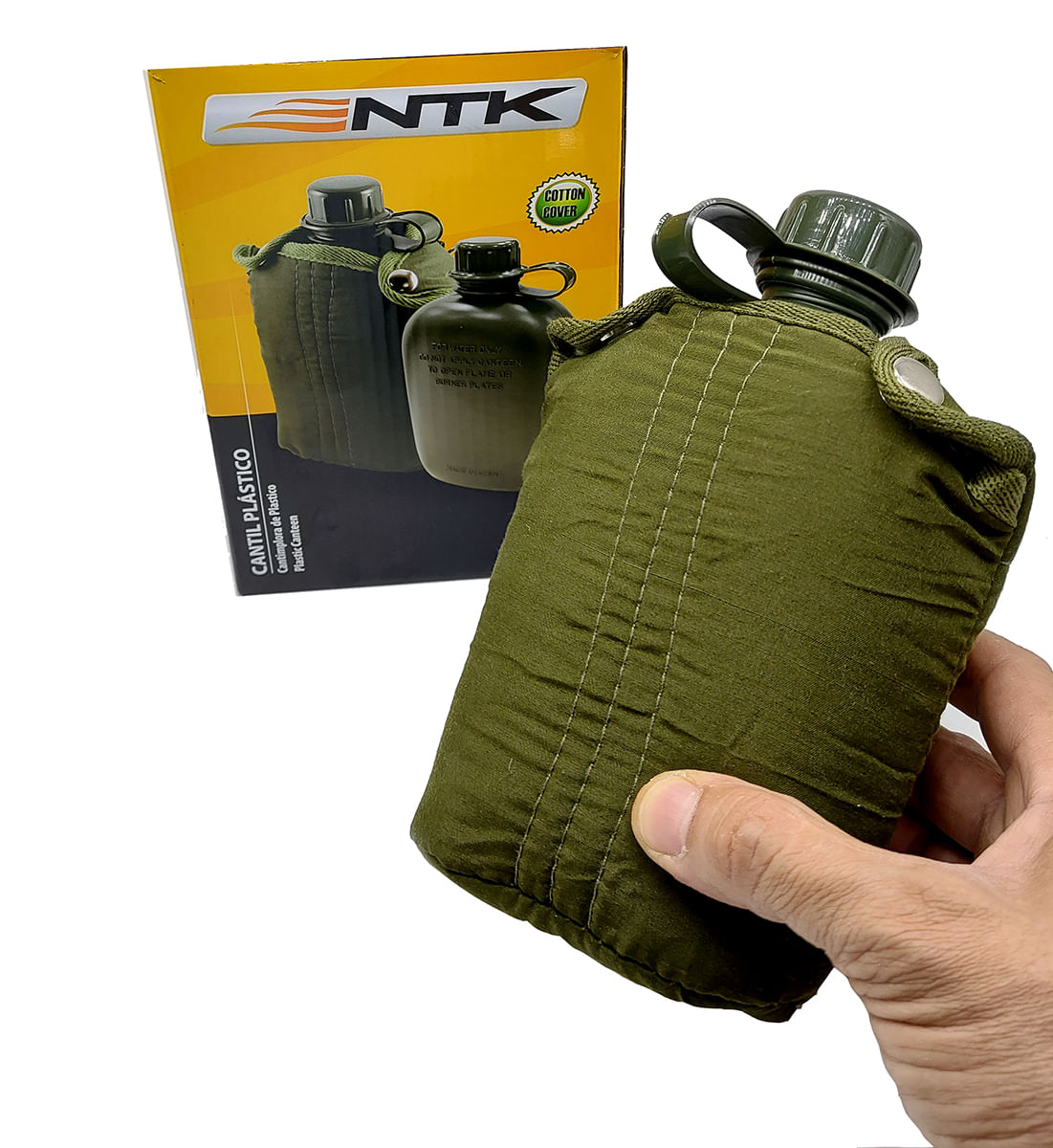 Cantil Tático Camping Militar Escoteiro Garrafa De Agua Tática 900ml Nautika Ntk Verde Plástico