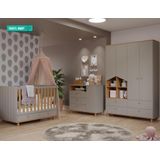 Quarto De Bebê Completo Com Berço Candy, Cômoda 1 Porta E Guarda Roupa Casinha Permobili Fendi/nature