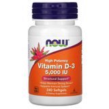 Vitamina D3 5000iu Alta Potencia Now 240 Softgels - 733739003737