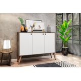 Balcão Aparador Buffet 3 Portas Castani Com Branco Casa Moderna