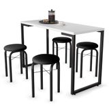 Conjunto Mesa De Cozinha Prattica Industrial 120cm Com 4 Banquetas F02 Branco/preto - Mpozenato