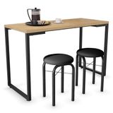 Conjunto Mesa De Cozinha Prattica Industrial 120cm Com 2 Banquetas F02 Nature/preto - Mpozenato