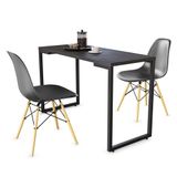 Conjunto Mesa De Cozinha Prattica Industrial 120cm E 2 Cadeiras Eames F02 Preto - Mpozenato