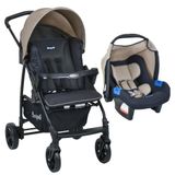 Carrinho De Bebê Travel System Ecco Cinza Bege - Burigotto