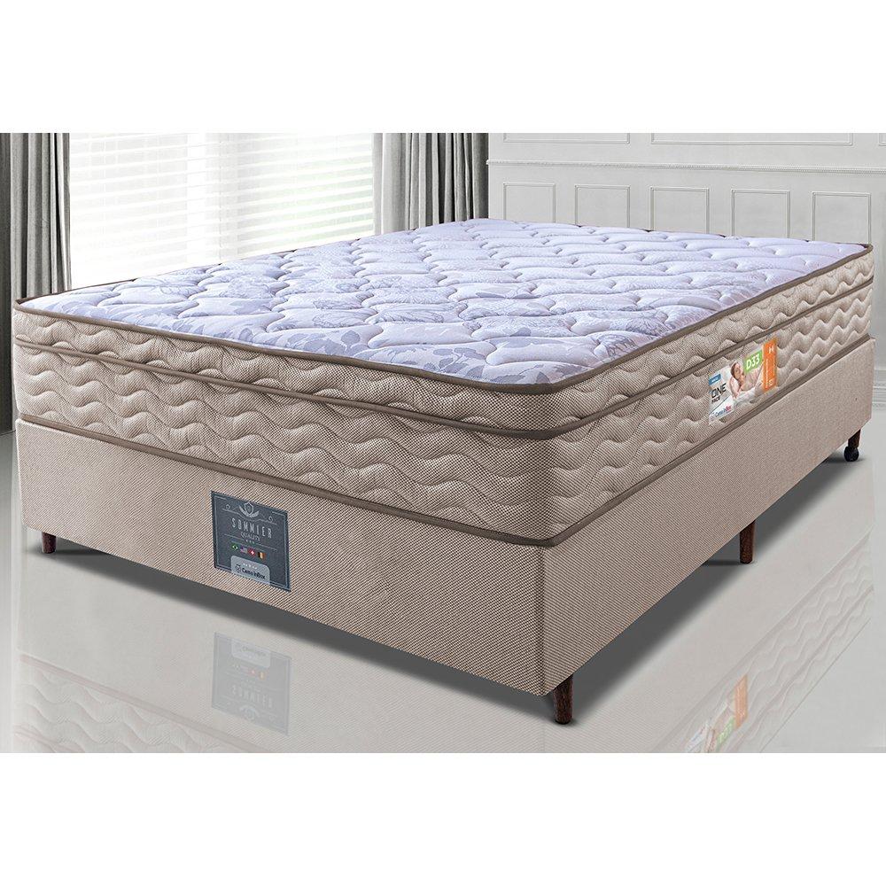 Cama Box Casal Colchão Ortopédico + Box 138x188x67 One Face Espuma D33 Dourado