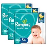 KIt Fralda Pampers Confort Sec Tamanho XG com 102 Unidades