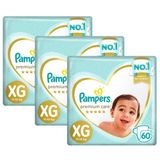 Kit Fralda Pampers Premium Care Jumbo Tamanho XG 180 Unidades