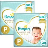 Kit fralda Pampers Premium Care Mega Tamanho P 80 Unidades