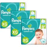 Kit Fralda Pampers Confort Sec Nova Super Tamanho XG 174 Unidades