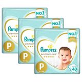 Kit Fralda Pampers Premium Care Mega Tamanho P 120 Unidades