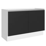 Balcão Gabinete De Pia 100% Mdf 120 Cm 2 Portas Branco/preto