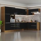 Armário De Cozinha Completa De Canto 546cm Rustic Preto