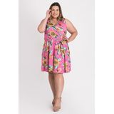 Vestido Feminino Plus Size Visco Estampado Transpasse Amarração Cintura - Serena