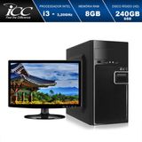 Computador ICC IV2387SM15 Intel Core I3 3.20Ghz 8GB HD 240GB SSD HDMI FULL HD Monitor LED