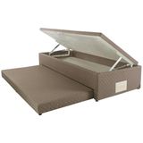 Box Baú e Auxiliar Herval Evolution Solteiro, Suede Marrom, 44 x 88 x 188 cm