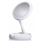 Espelho Maquiagem Led Dobrável Aumenta 10x 1x Foldaway