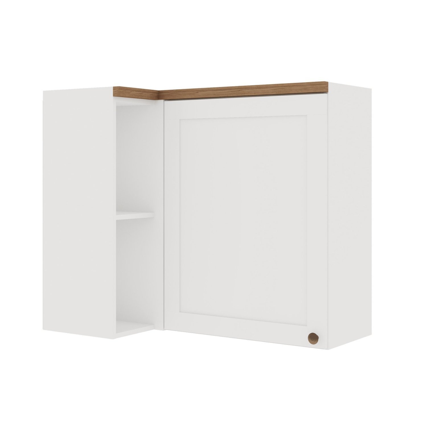 Armário Aéreo De Canto 1 Porta 100% Mdf Iluminata Genialflex Branco Fosco