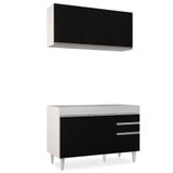 Armário Aéreo Virgínia E Balcão Para Pia 120cm Michigan Branco/preto - Lumil Móveis