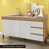 Balcão Gabinete 159cm Sem Tampo 3 Portas Karen P14 Nature/off White - Mpozenato
