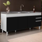 Balcão Gabinete Com Pia 180cm Dallas Branco/preto - Lumil