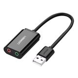 Adaptador De Áudio Externo Ugreen Interface Usb 2.0 Preto