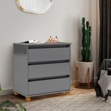 Mesa De Cabeceira 3 Gavetas Mini Cômoda Ej Cinza
