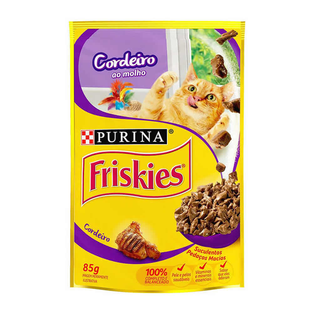 Ração Úmida Nestlé Purina Friskies Sachê Cordeiro Ao Molho Para Gatos