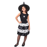 Fantasia Halloween Feminina Infantil Bruxinha Com Chapéu Vestido De Bruxa Feiticeira Carnaval