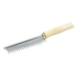 Pente Em Aço The Pets Brasil Com 20/20 Dentes Longo/curto E Cabo De Madeira - Tam. Único