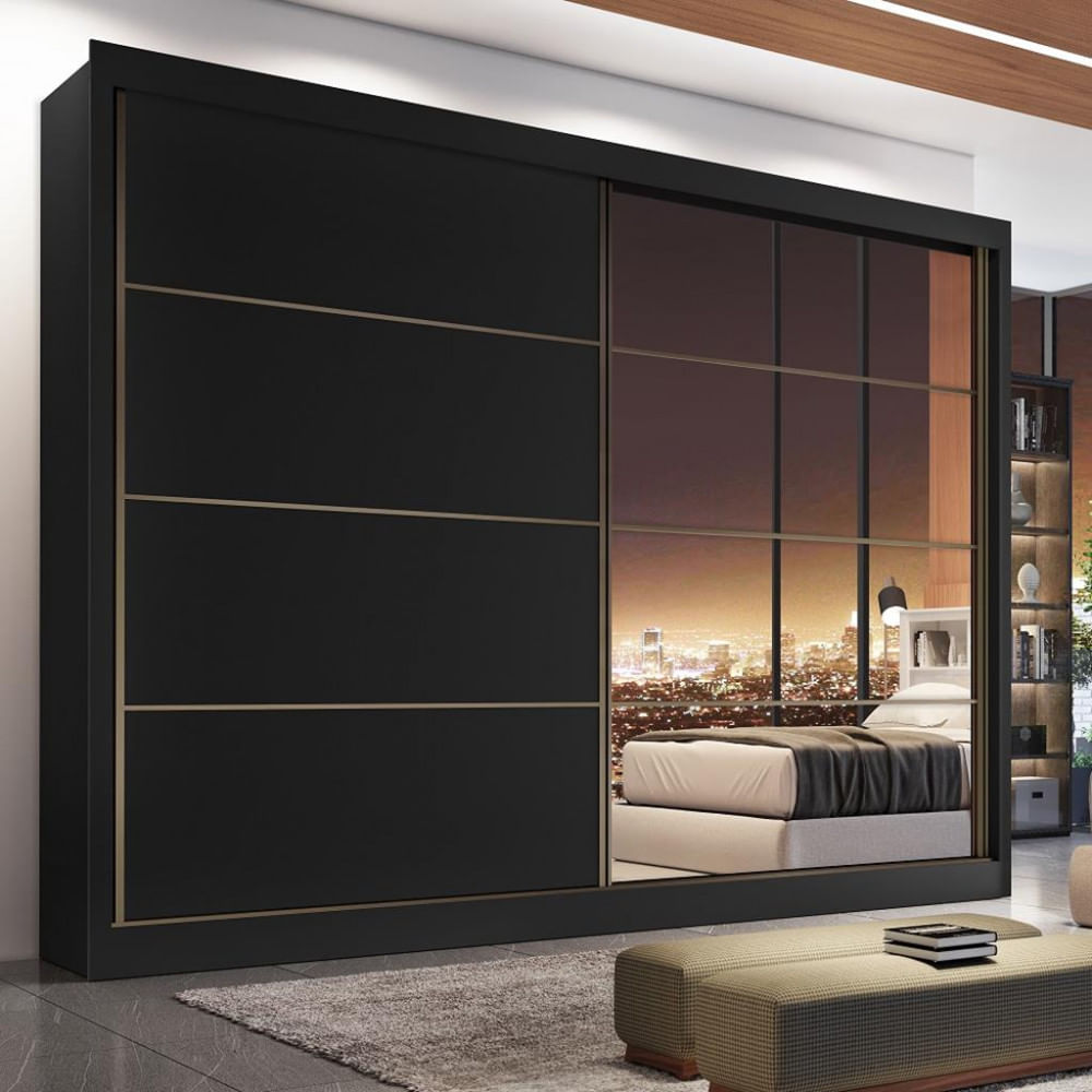 Guarda Roupa Casal Com 1 Porta Com Espelho Servilha Made Marcs