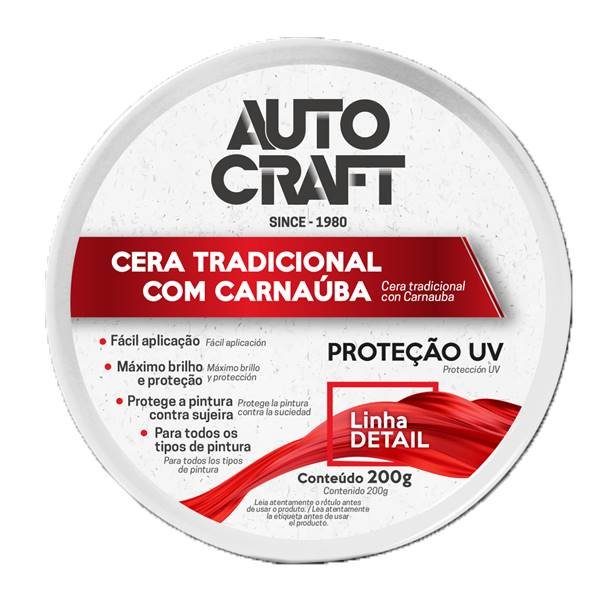 Cera Tradicional Com Carnauba Autocraft 200grs