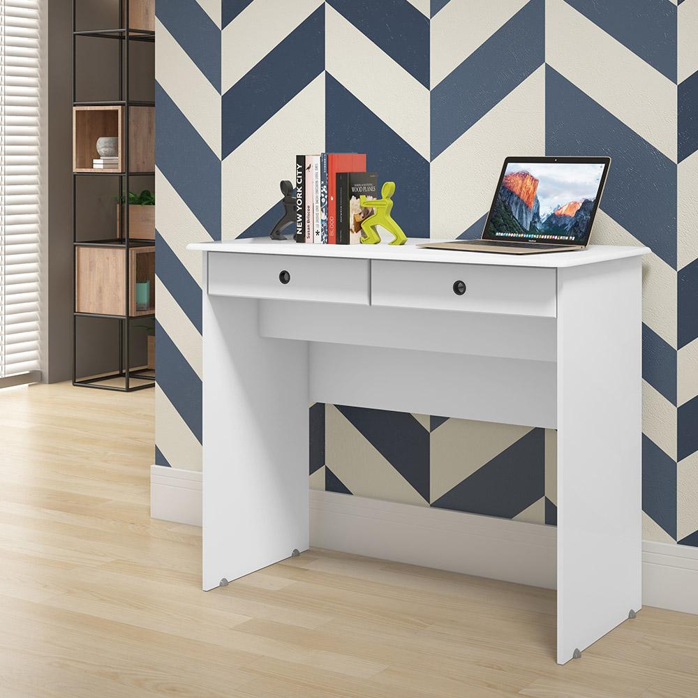 Escrivaninha Mesa Computador Quarto Escritorio Ej 2 Gavetas Branco