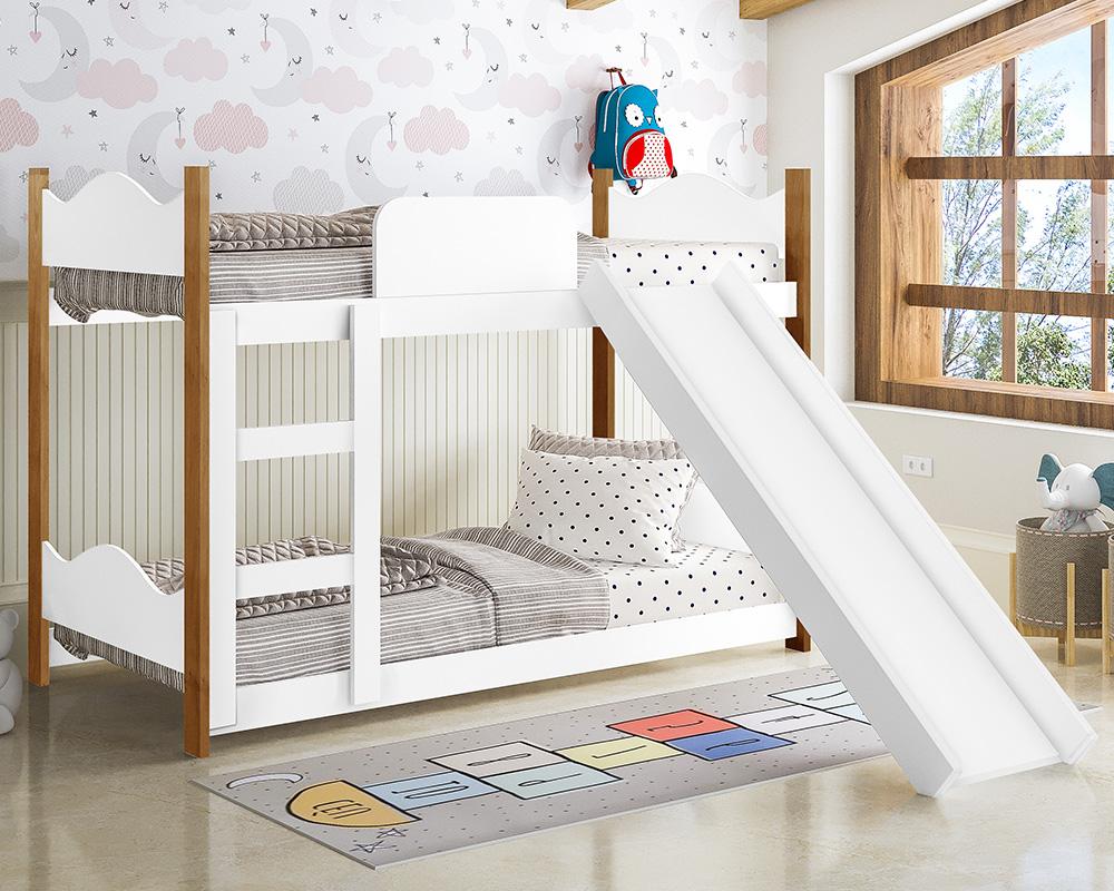 Beliche Quarto Infantil Encanto Com Escorregador Branco/grenat